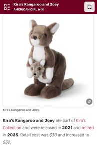 American Girl Kira's Kangaroo and Joey EUC