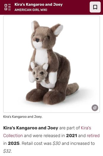 American Girl Kira's Kangaroo and Joey EUC
