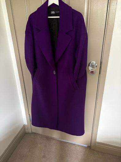 New Zara oversized wool mix coat in deep purple
