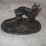a  lovely antique bronze or metal greyhound and king charles spaniel figure  by p,j.mene Image 2