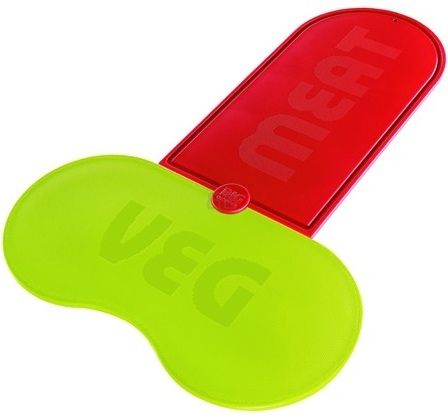2 In 1 The Big Chopper Vegetable And Meat Separate Chopping Board Green And Red