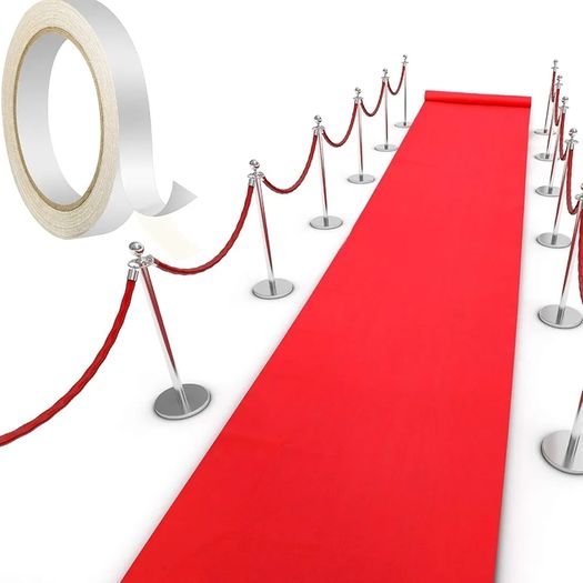 Red Carpet Runner Rug for Party 55gsm Thickness with 1 Piece Carpet Tape for Wedding Christmas Xmas Christmas Outdoor Accessories, Wedding Party Hallway Rug(2.6 x 30 Feet
