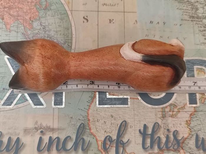 Hand-Carved Wooden Siamese Cat Figurine / Ornament