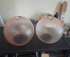 2 x blush pink glass lamp shades