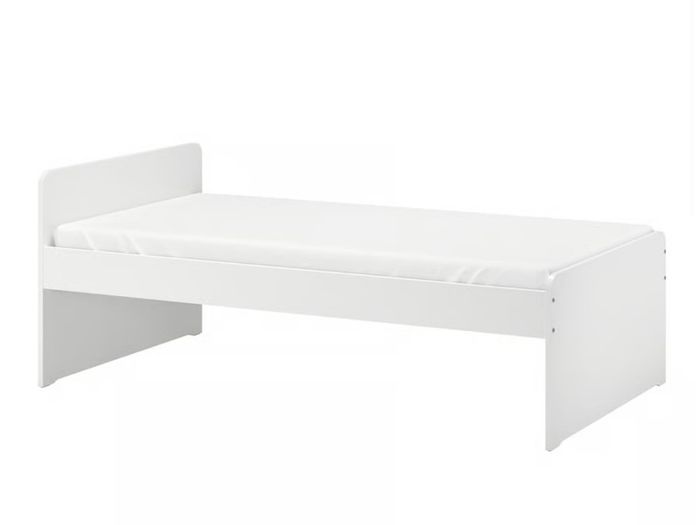 Bed frame with slatted bed base, white, 90x200 cm