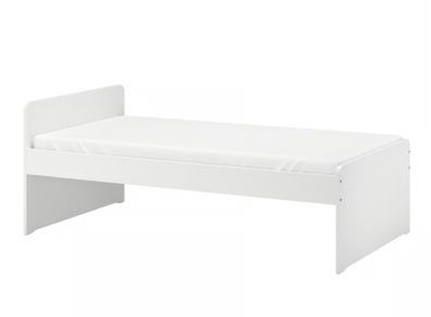 Bed frame with slatted bed base, white, 90x200 cm