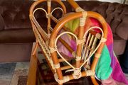 70s Bamboo Heart Shape Magazine Record Rack
