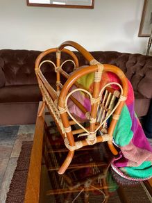 70s Bamboo Heart Shape Magazine Record Rack