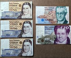 IRELAND - Set of 5 Banknotes: 5 10 20 Pounds Punt 1994-1999 P 75 76 77 (VF-AU)