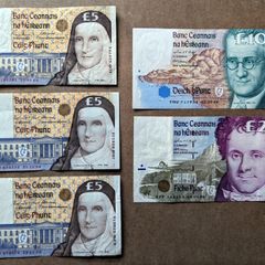 IRELAND - Set of 5 Banknotes: 5 10 20 Pounds Punt 1994-1999 P 75 76 77 (VF-AU)