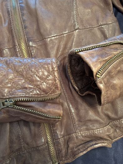 Womens Brown leather jacket size 12-14uk
