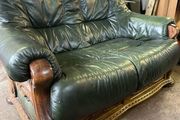 green leather 2 seater