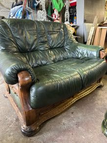 green leather 2 seater