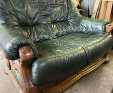 green leather 2 seater