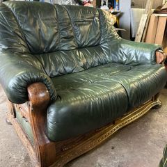 green leather 2 seater