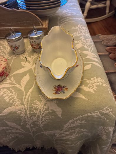 Vintage porcelain "Bernadotte gravy boat with attached under plate