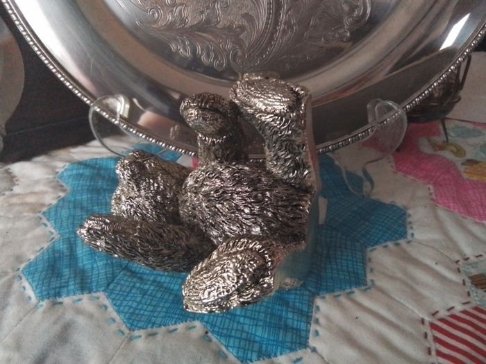 Silver Teddy Bear Ornament