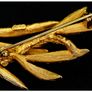 Vintage Signed Coro Rhinestone Leaf Spray Brooch 1950s Gold Tone Image 8