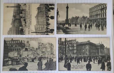 4 Original 1916 Easter Rising Postcards: Sinn Fein Rebellion, Dublin (Valentine's Series)