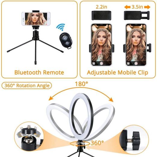 10" Ring Light with Stand and Phone Holder, RGB Dimmable Ring Light with 4 Light Modes and Bluetooth Remote for Tiktok/YouTube/Instagram/Photography/Makeup/Online Meeting