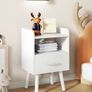 Bedside Table Set of 2, Nightstand, Side Table, Wooden Sofa End Table with Fabric Drawer, Open Shelf, Solid Wood Legs, 39x29x63 cm, for Bedroom, Living Room, White Image 2