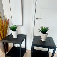 2x Black Side Tables / Bedside Lockers