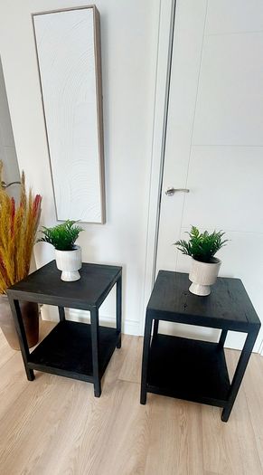2x Black Side Tables / Bedside Lockers