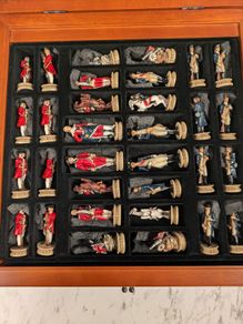 SICRI Italian Historical Chess Set - American Revolutionary War - Complete Wooden Storage Box