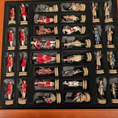 SICRI Italian Historical Chess Set - American Revolutionary War - Complete Wooden Storage Box