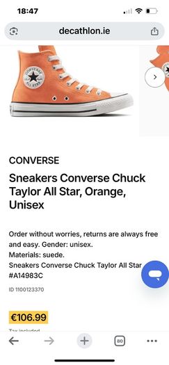 Kids CONVERSE Glossy Orange shoes/Boots Boys/Girls/Boys Size 3.5
