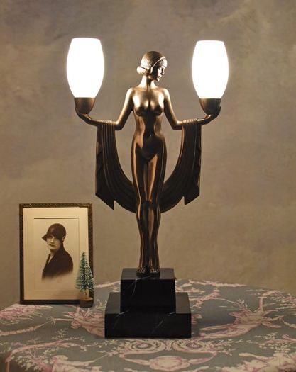 Table Lamp Villa Gatsby Art Deco Table Lamp Female Nude Bauhaus Lamp