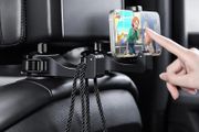 Multi-functional 2 In 1 Car Hook Hidden Multifunctional Rear Headrest Hook Car Rear Phone Holder Lock Type Mobile Phone Holder