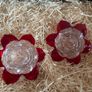 Pair of Newgrange Living glass tealight candle holders in a red flower design Image 4