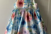 Floral tulle dress with pearl and diamond belt detail