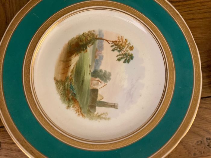 Price drop hand painted  Irish scenes of Ireland vintage  Rare set of Victorian hand painted dessert plates Irish landscape scenes
