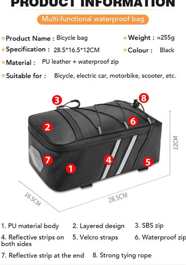 Bicycle Rear Seat Bag MTB Bike Rack Bag Trunk Pannier Cycling Large Capacity Waterproof Travel Bike Bag With Rain Cover