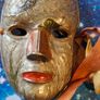 Vintage Solid Brass Masquerade Mask Wall Decor Set of 4 - Hand Painted 1970s Hollywood Regency Indian Brass Mardi Gras Gallery Set Image 4