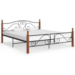 Bed Frame Black Metal 200x200 cm