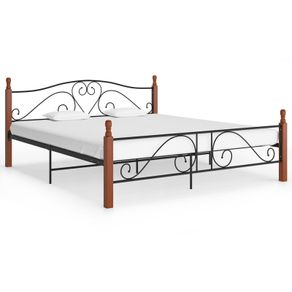 Bed Frame Black Metal 200x200 cm