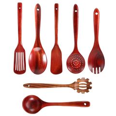 Brand New Cooking Utensils Set, 7 Pieces, Teak Wooden Spoon and Spatula for Cooking,