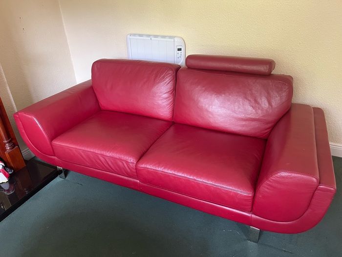 red leather sofa