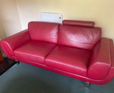 red leather sofa