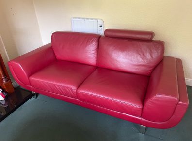 red leather sofa