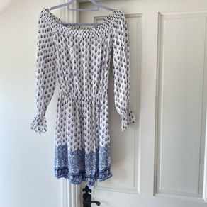 Hollister Off-The-Shoulder Boho Mini Dress Paisley Floral