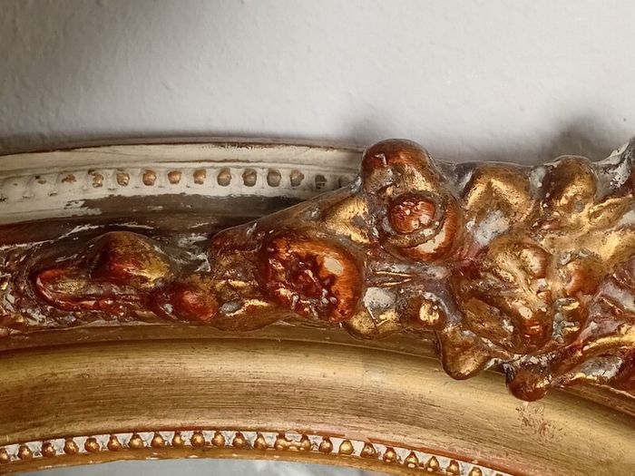 1890s victorian era gilt plate mirror with salamander