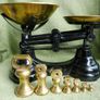 Vintage Librasco Libra Kitchen Weight Scale with Set of Weights Black Cast Iron Scale Image 2