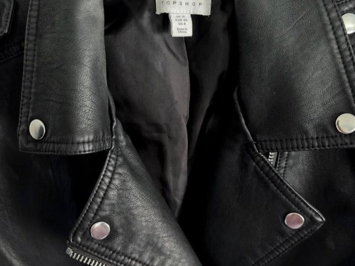 Topshop Black Faux Leather Biker Jacket UK 12