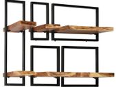 Wall Shelf Set 5 Pieces Solid Acacia Wood and Steel