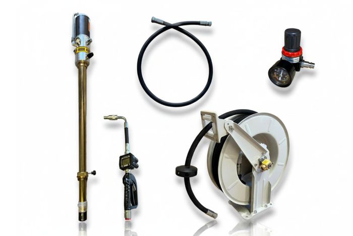 Oil Dispensing Pump with Retractable Reel - Metered