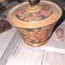 Vintage Russian Khokhloma Lidded Wooden Jar Hand Painted Lacquer Folk Art Trinket Box, Image 2